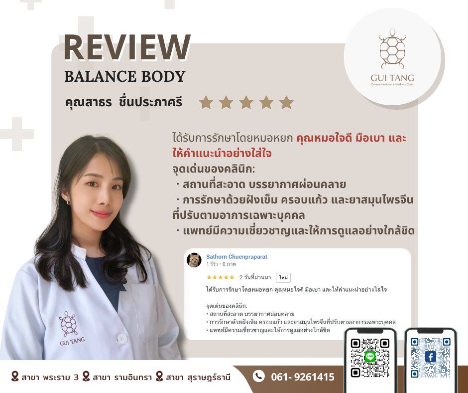 ผู้ใช้บริการ คุณสาธร  ชื่นประภาศรี ที่คลินิกกุยถัง เวลเนส