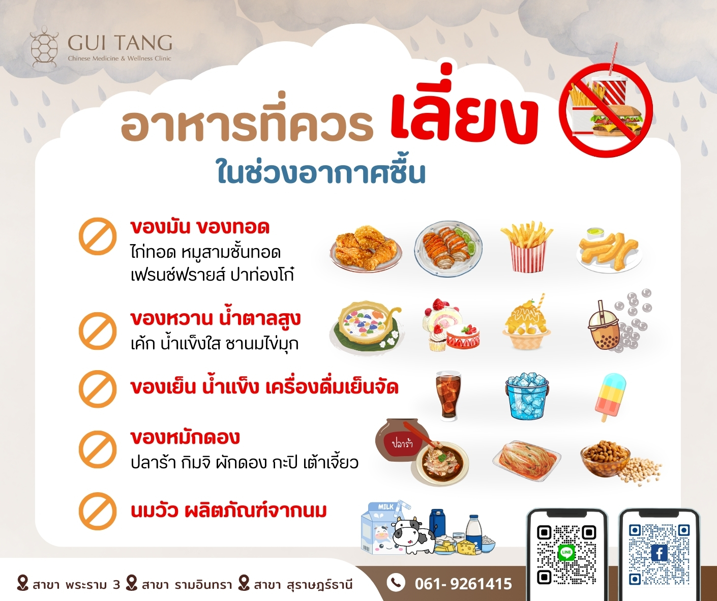 อาหารที่ควรเลี่ยง ในช่วงอากาศชื้น